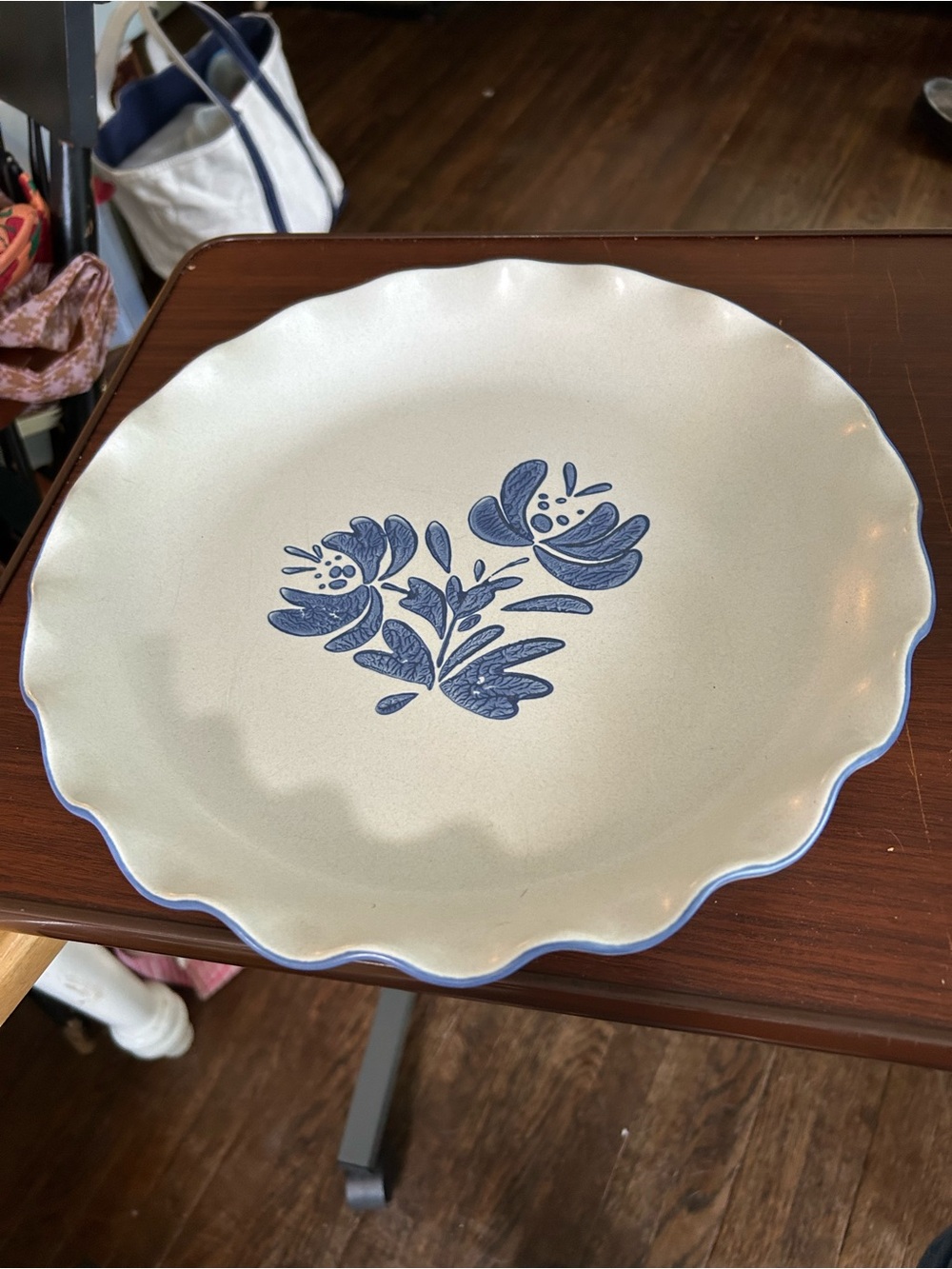 Pfaltzgraff Yorktown Platter with Blue Floral , 12” across, no chip, cracks